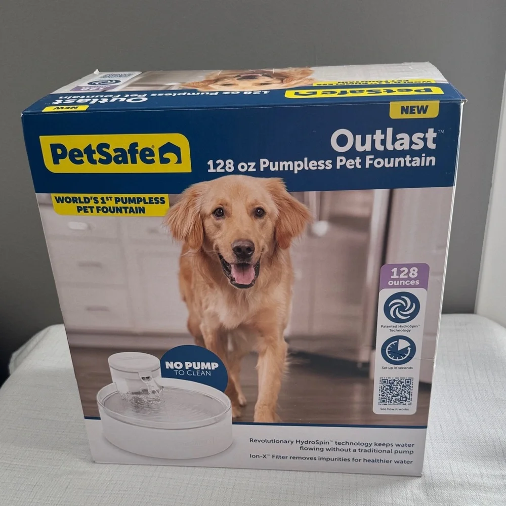 PetSafe Outlast Pumpless Pet Fountain - Blue and White